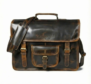 Old School Leather Satchel Messenger Bag