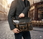 Old School Leather Satchel Messenger Bag - Image 4
