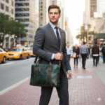 Green Buffalo Leather Messenger Bag